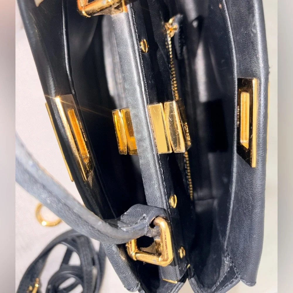black FF Peekaboo Mini bag in nappa leather with gold-tone hardware